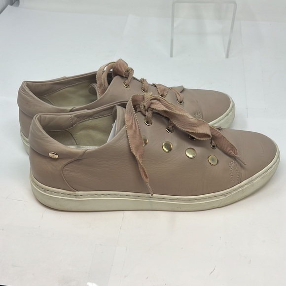 AGL Sz 40 Attilio Giusti Leombruni Blush/Beige Gold Studded Lace-Up Sneakers - Picture 7 of 12